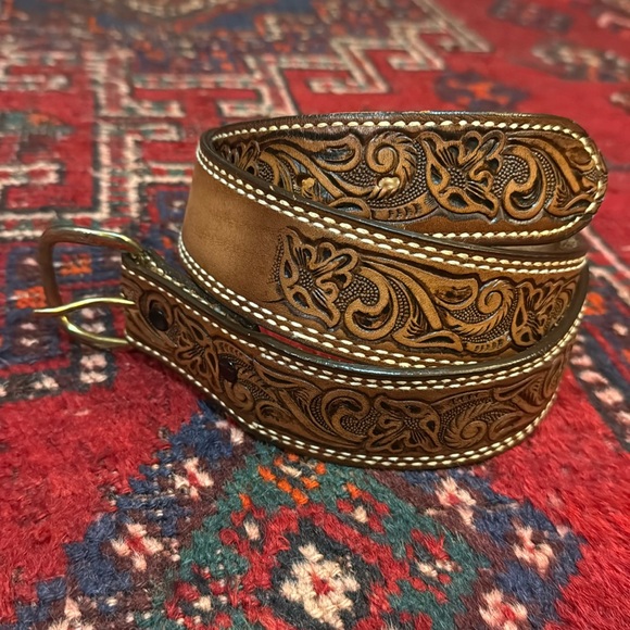 COPY - Torel top grain cow hide embossed leather belt from Texas 38 NWOT - Picture 1 of 5
